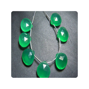 Precio al por mayor 7 piezas de ónix verde Briolette cuentas sueltas facetadas 12x12MM forma de corazón piedra de Corazón Verde Premium para la fabricación de joyas - Product Image 2
