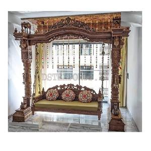 Premium Quality Hand-Crafted Wooden <b>Swing</b> High-Carved Teak Wood <b>Swing</b> Traditional Look Brown Finish Living Wedding DecorationsUK - Product Image 1