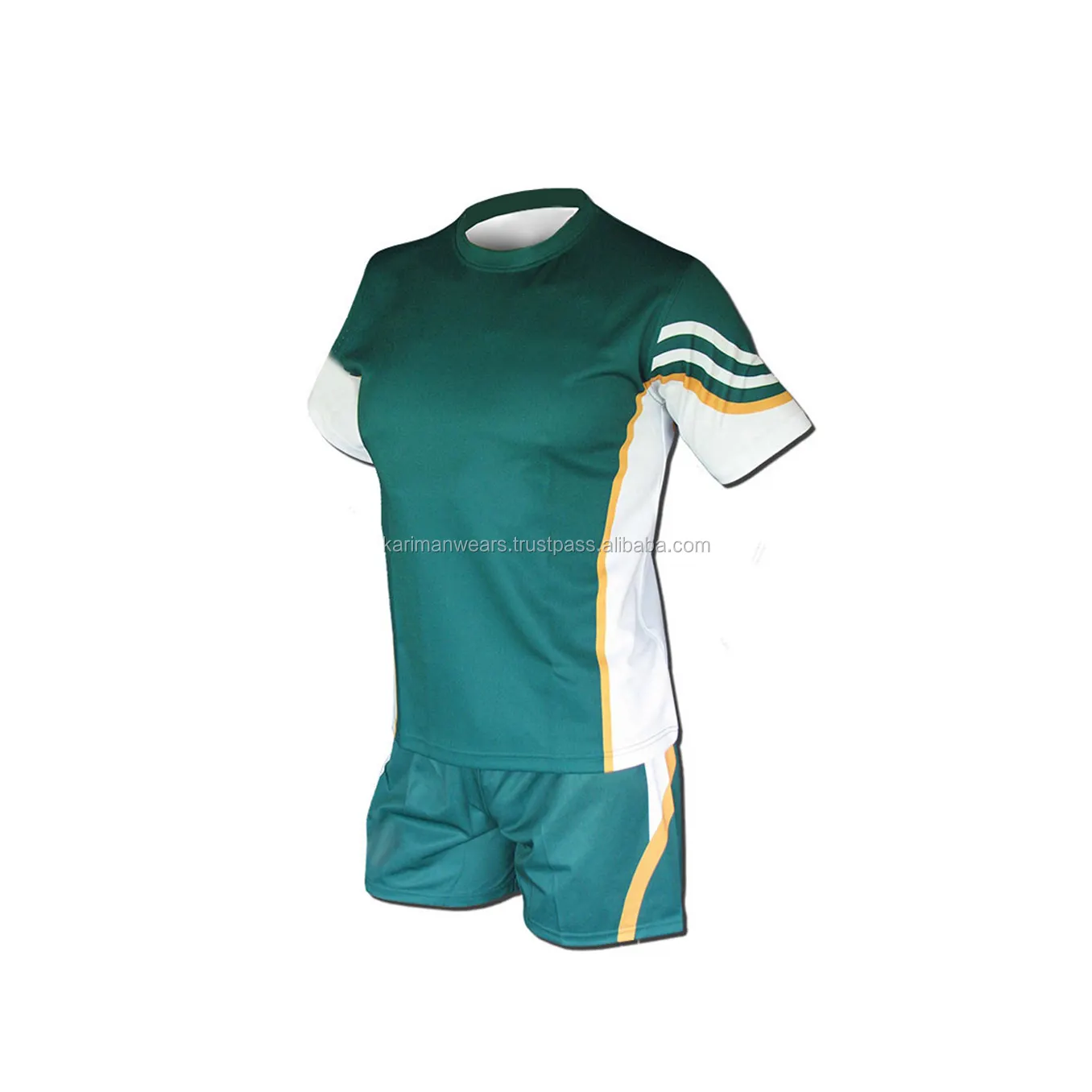 Kaus Rugby dan Celana Pendek Kustom Kemeja Rugby Pemasok OEM 2019 Sublimasi Cetak Uniseks Sesuai Pesanan Logo Sepak Bola