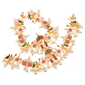 Indio grossista gioielli tradizionali con perline in finta perla Design cavigliere da sposa placcato oro paypal Set di gioielli indiani per le donne