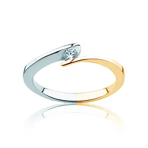 White Natural Diamond Ring in 14k Two Tone Gold, natural diamond ring 18k gold,100% Natural Diamond Solitaire Wedding Ring