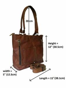 Bolso de hombro de piel auténtica para mujer, bandolera, marrón, de cuero de la mejor calidad - Product Image 6