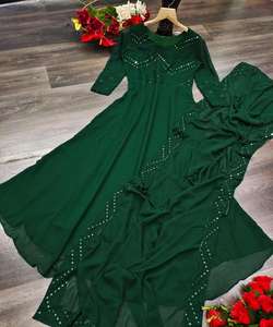 ชุดปาร์ตี้ผ้าเครปพิมพ์ลายผ้าจอร์เจียสำหรับสาวอินเดียใหม่ล่าสุด - Product Image 3