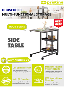 Mesa de Centro Moderna de Estilo Industrial con Ruedas, Superficie de Madera, Estructura Metálica, Estante de Almacenamiento Móvil, Muebles para Sala de Estar - Product Image 5