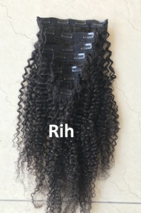 Extensiones de cabello humano indio Real, 200 gramos, Remy brasileño, sin caída, Cabello 100% humano, rizado profundo, Clip en extensiones - Product Image 3
