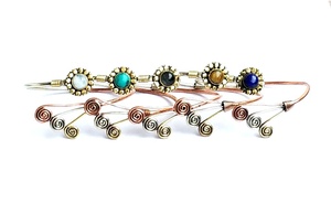 Brazalete ajustable de piedra lunar arcoíris natural para pulsera plateado de moda con acabado cepillado abierto para pulsera - Product Image 3