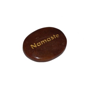 Buy Peach Aventurine Namaste Engraved <b>Stone</b> | Get Peach Aventurine Namaste Engraved <b>Stone</b> - Product Image 1