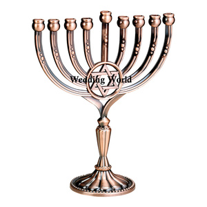 Aluminum Menorah Hammered Design Wholesale Fancy Decorative <b>Candle</b> Holder Customized Shape Large Size Metal <b>Candle</b> <b>Stand</b> - Product Image 3