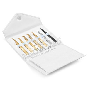 Pinzas para extensión de pestañas, bolsa de cuero, 14 unidades - Product Image 3