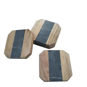 100% Wood and Marble Stone <b>coaster</b> for New Design Cup Luxury <b>Black</b> Marble <b>Coaster</b> Octagon Cup Mat for Drink - Product Image 3