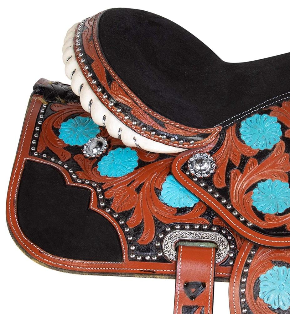 Tour De Selle Synthétique Ridex - Barrel Racing Western - Taille 16 Pouces - Neuf