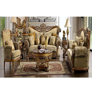 Elegante y Moderno Juego de Sofás de Madera de Teca Maharaja de Diseño Clásico para Sala de Estar - Duradero, Color Personalizable, Profesional - Product Image 1
