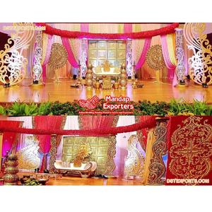 Decoración de Escenario Real para Bodas del Sur de la India, Decoración Tradicional de Escenario para Bodas Telugu, Decoración Creativa de Escenario con Pavo Real para Bodas de Sri Lanka - Product Image 1