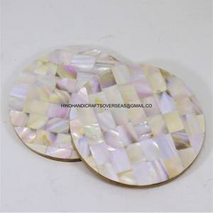 Ensemble de 6 sous-verres ronds en nacre de qualité supérieure pour la décoration de la maison et des fêtes de table de cuisine fabriqués en Inde - Product Image 4