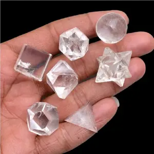 Best Quality Natural Healing Platonics Crystal Quartz 7 Pieces Sacred Geometry Set For Healing At Wholesale Price
