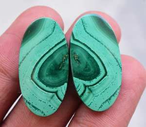 Malaquita Natural única, cabujón de lujo, piedras preciosas sueltas, par, muy atractivo - Product Image 1