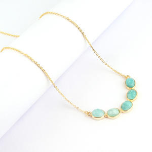 Collar de amazonita natural con forma ovalada para mujer, colgante, cadena ajustable, joyería - Product Image 1