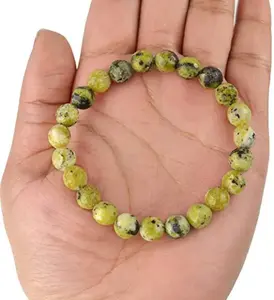Pulsera de cuentas redondas de serpentina de cristal, brazaletes de serpentina verde, piedras preciosas