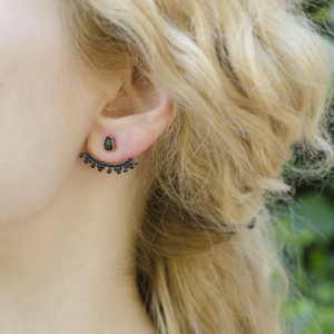 Pendientes de plata de ley 925 con circonita negra ligera, joyería turca, hecha a mano, oro rosa plateado - Product Image 3