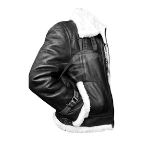 Veste de moto en cuir décontractée pour homme - Véritable cuir d'agneau doux au toucher, imperméable, réversible, épais, manteau d'hiver - Texpeed - Product Image 3