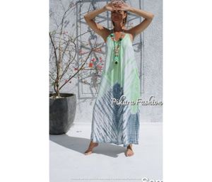 Tie Dye Summer Vacation Plus Sin mangas Maxi vestidos Mini Summer Vacation Long Tie Dye Maxi vestido Escote redondo Sin mangas - Product Image 4