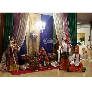 Tenture de Mehndi et Mayon, avec figurines de 3,5 cm, décor de mariage, célébration de la Culture punk jabs, en fibre de verre - Product Image 1