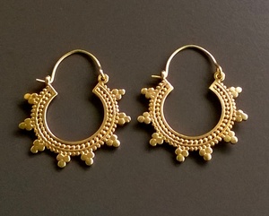 Boucles d'oreilles en laiton et métal, de forme géométrique, semi-rondes, pour femmes - Product Image 3
