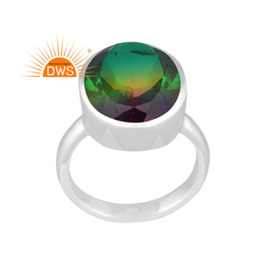 Anillo de Plata de Ley Fina de Diseño Hecho a Mano Natural Bio Mystic Doublet Cuarzo Piedra Preciosa Apilable Fabricante de Joyería - Product Image 1