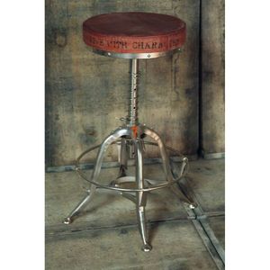 Vintage Industrial Iron Metal Commercial Bar <b>Stool</b> with <b>Adjustable</b> <b>Height</b> & Rusty Finish Antiqued Look for Home Bars & Hotels - Product Image 1