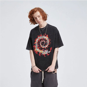 Vintage Distressed Crewneck Sweatshirt Heavyweight Acid <b>Wash</b> Windproof Eco-Friendly Embroidered Logo Oversized 5XL Fit Pullover - Product Image 3