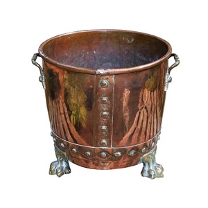 Copper <b>Coal</b> <b>Bucket</b> With Brass Legs And Handles Greatest quality <b>Coal</b> Storage <b>Bucket</b> For Outdoor And Indoor Use - Product Image 2