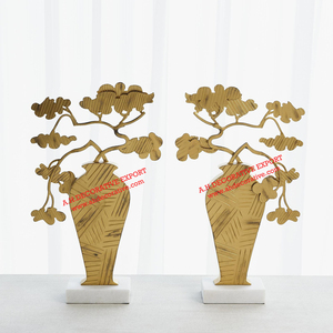 Escultura de florero de mesa única para sala de estar, Escultura Moderna de alta calidad en base de mármol, escritorio, escultura de aluminio - Product Image 5