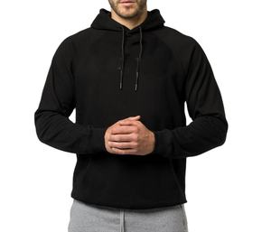 Sweat à capuche décontracté en polaire noire pour hommes, respirant, doux, doublé de tissu, coupe relax, essentiel pour le printemps, qualité, teint en couleur unie - Product Image 1