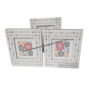 Cadres Photo en bois pour maison, décor de Table de bureau, ensemble de 3 avec couleur blanche en forme carrée - Product Image 1