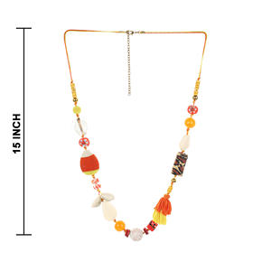 Hecho a mano de alta calidad de la cáscara colorida y cuentas collar de joyas con envuelto en tela declaración collar accesorios de la India - Product Image 2