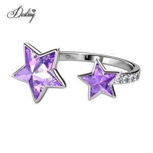 Doppio anello con stella Etoile impreziosito da cristalli <span class=keywords><strong>Swarovski</strong></span> in argento Sterling 925 <span class=keywords><strong>gioielli</strong></span> dasini miglior regalo di <span class=keywords><strong>gioielli</strong></span> di natale - Product Image 2
