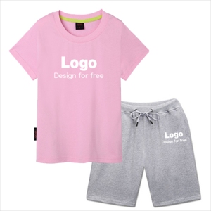 Camiseta de algodón negra con cinta de Logo rojo, conjunto de dos piezas, camisetas y pantalones cortos - Product Image 1