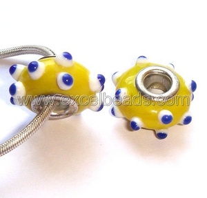 Perles de verre en cristal jaune faites à la main pour la fabrication de bijoux - Product Image 2