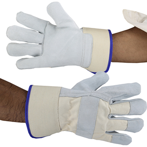 Gants de sécurité à l'arrière en cuir de vache fendu avec manchette caoutchoutée en nitrile Protection des mains pour le travail - Product Image 1