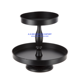 Plateau de service en métal noir à trois niveaux pour Fruits et fleurs avec Base sur pied, plateau de service décoratif pour Table de maison - Product Image 2