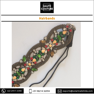 Fabriqué en Inde Pierres Opaques Fait Festive Wear Bandeau Brodé À La Main Citrine Forme Festonnée Bandeaux De Mode Pour Les Filles - Product Image 4