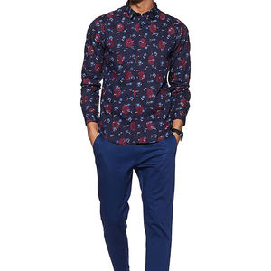 Chemise à carreaux et col montant pour hommes, tenue décontractée, à manches longues, nouvelle mode été - Product Image 4