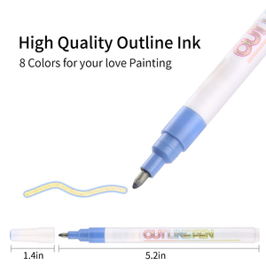 8 Colors Double Line <b>Pen</b> <b>Outline</b> <b>Pen</b> for Card Making, Birthday Greeting, Painting, DIY Art Crafts <b>Metallic</b> Markers <b>Pens</b> - Product Image 6