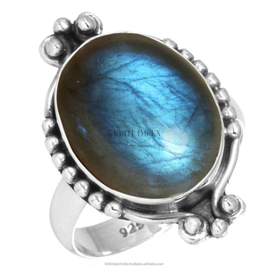 แหวนพลอยลาบราโดไรต์สังเคราะห์ลายดอกไม้สไตล์ฮิปฮอปล่าสุดปี 2025 ชุบเงิน ราคาสมเหตุสมผล เครื่องประดับสำหรับผู้หญิง - Product Image 1