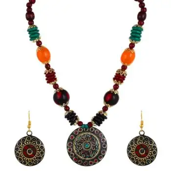 wholesale Fashionable Original Tibetan Jewelry Vintage Handmade Necklace Set for Women Stone Beads