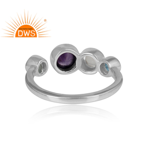 Glorious Multi Gemstone Sterling Fine <b>Silver</b> Designer Womens <b>Ring</b> Jewelry Supplier Classic Collection - Product Image 4