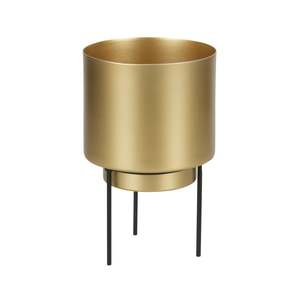 Pot de couleur en laiton antique avec support en métal, décoration extérieure et décor de jardin - Product Image 1
