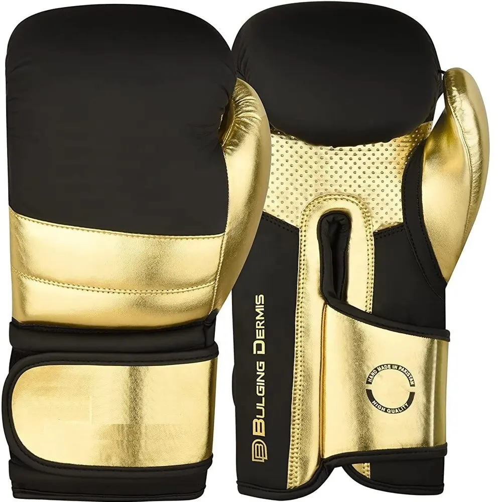 Boxing Gloves Metallic Leather MMA Training Muay Thai Kick Boxing Sparring Heavy Bag Workout Glove Mitts for Men & Women