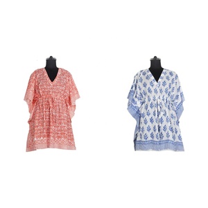 Último vestido largo musulmán corto sin mangas Dubai Abaya Caftan 2025 nueva ropa islámica bloque de mano impreso Kaftan hecho a mano indio - Product Image 1
