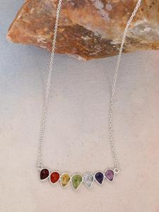 7 Chakras Pierre 92.5 Sterling Silver 16 "Long Naturel Multi Gemstone À La Main Femmes Cadeau Bijoux Pierre De Naissance Collier - Product Image 4